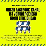 Ein Baustellenschild zeigt, dass der Facebook-Kanal der Polizei Mettmann derzeit nicht erreichbar ist. 