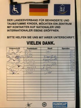 von den Verdächtigen zurückgelassene Spendenliste