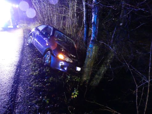 Auto prallte gegen Baum