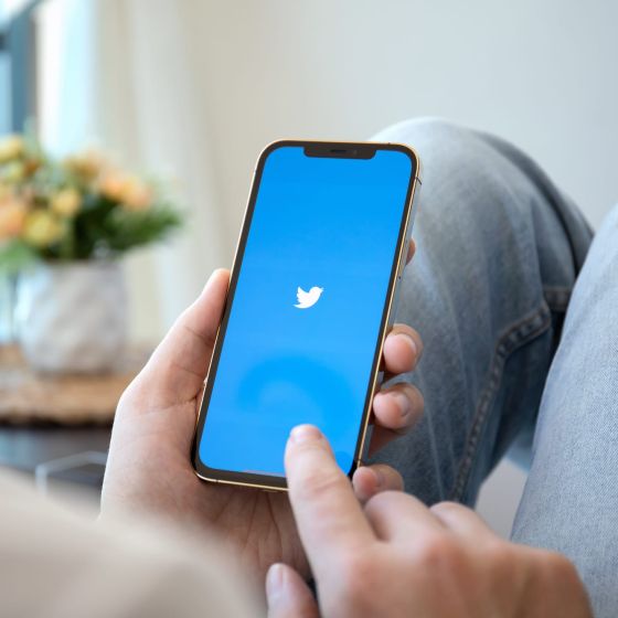 Ein Mann bedient ein Smartphone auf dem Twitter zu sehen ist